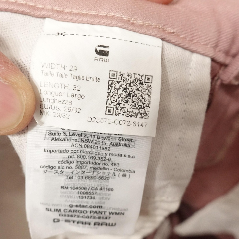 G-Star RAW Pants Womens 29x32 Pink Slim Cargo Twill Tapered Pockets Casual - Picture 13 of 16